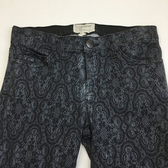 CURRENT ELLIOTT 5 Pocket Logo Hardware Black Antique Lace The Ankle Skinny Jeans - Picture 4 of 12